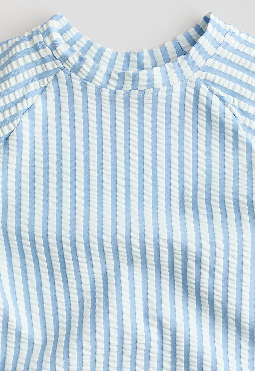 H&M - Upf 50 textured swim top - light blue/striped