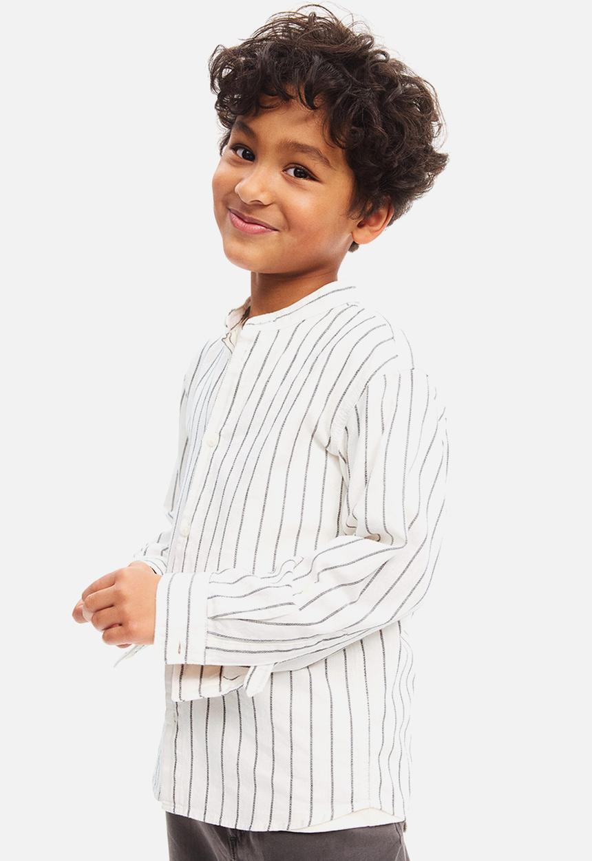 H&M - Cotton grandad shirt - white/striped