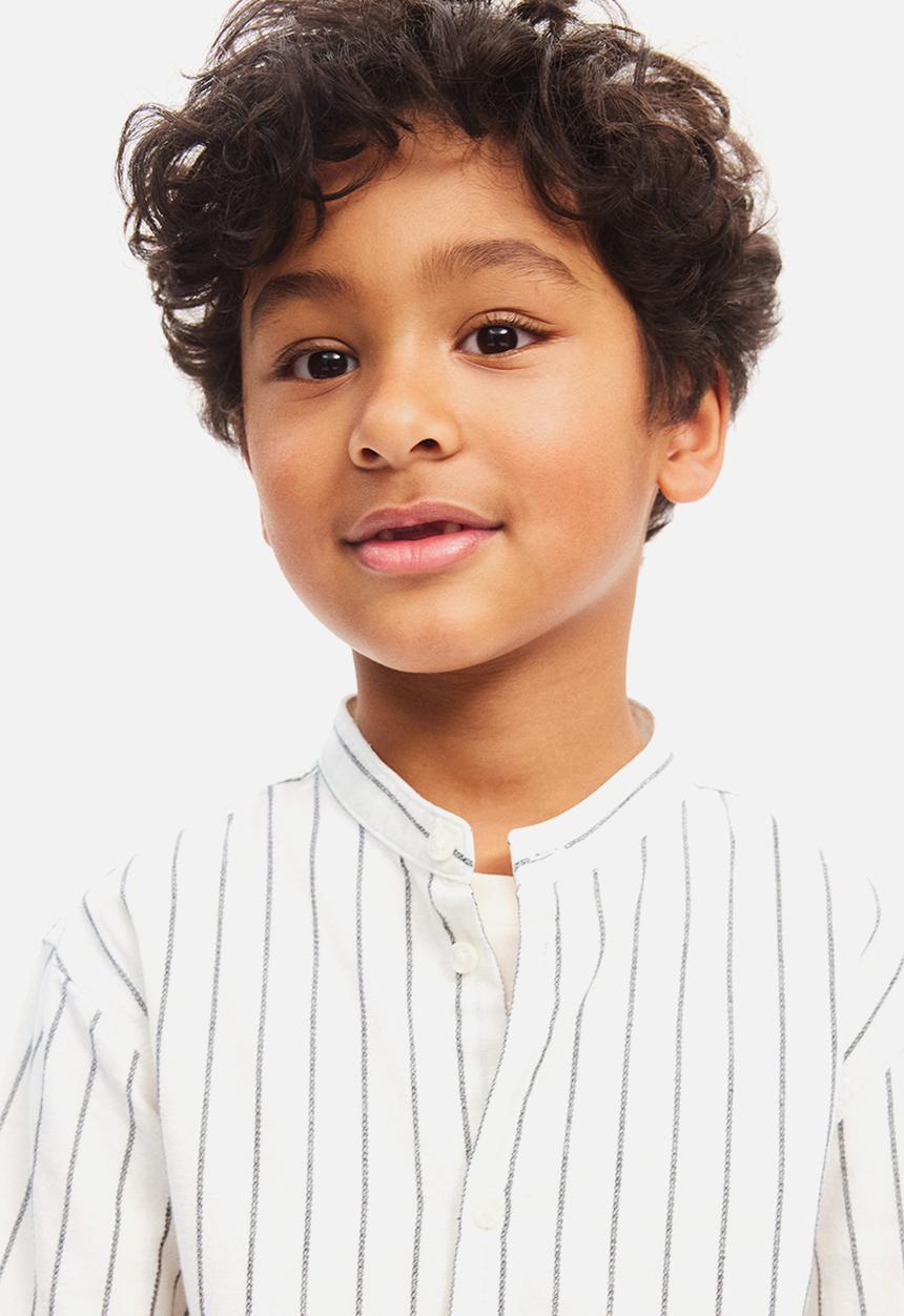 H&M - Cotton grandad shirt - white/striped