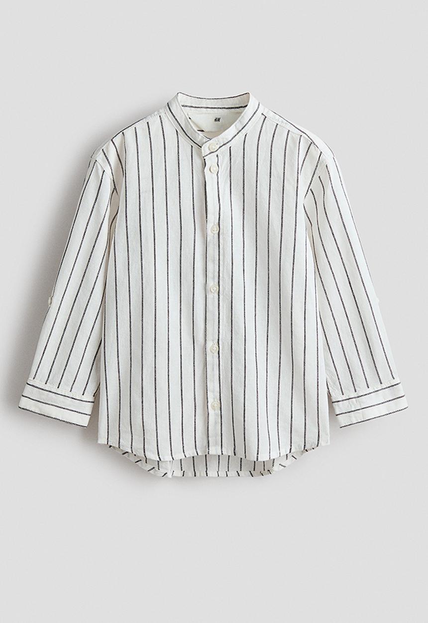H&M - Cotton grandad shirt - white/striped