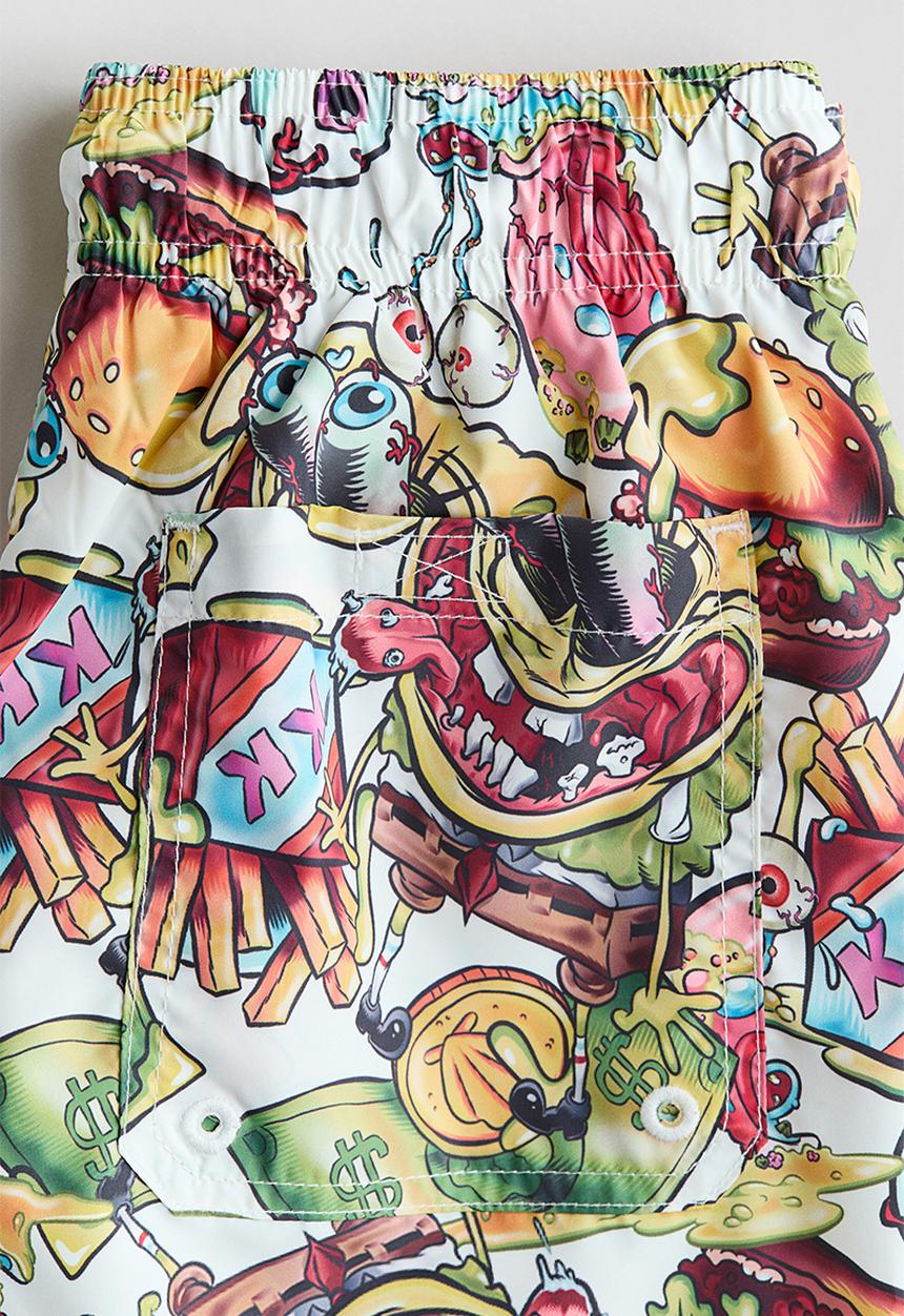 H&M - Printed swim shorts - white/spongebob