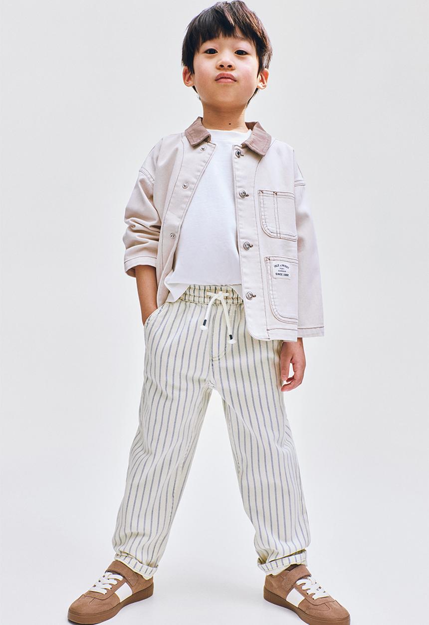 H&M - Twill pull-on trousers - cream/striped