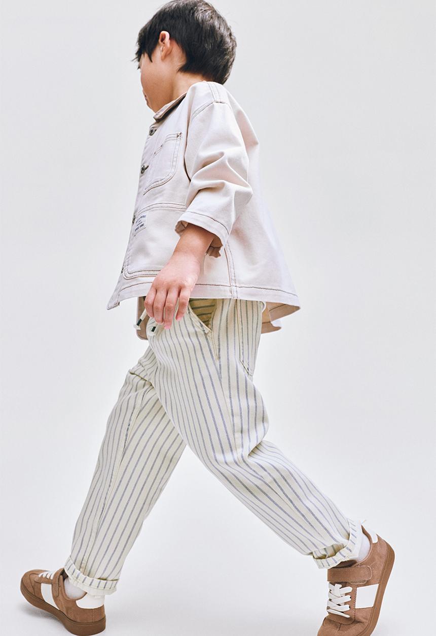 H&M - Twill pull-on trousers - cream/striped