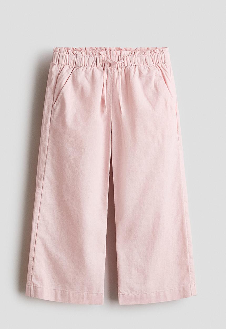 H&M - Linen-blend drawstring trousers - light pink