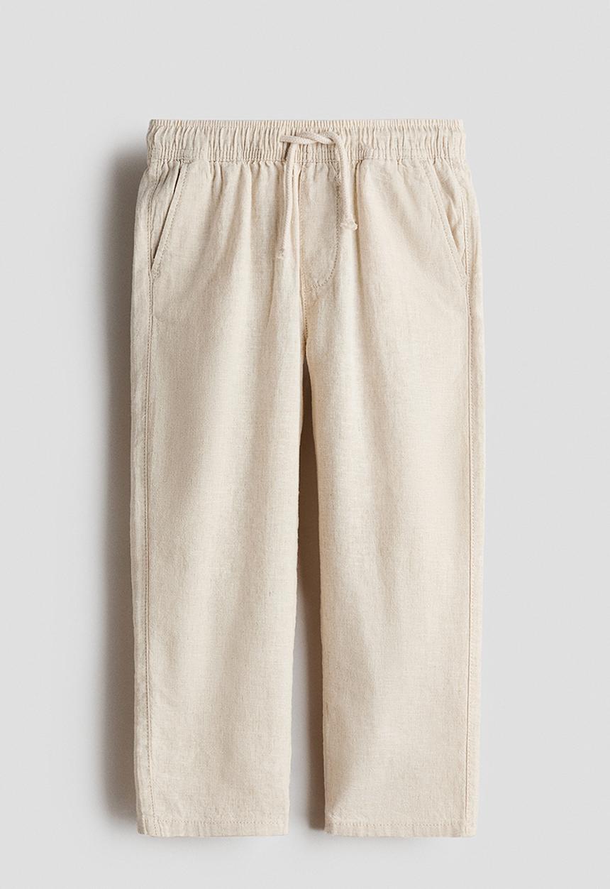 H&M - Linen-blend trousers - light beige