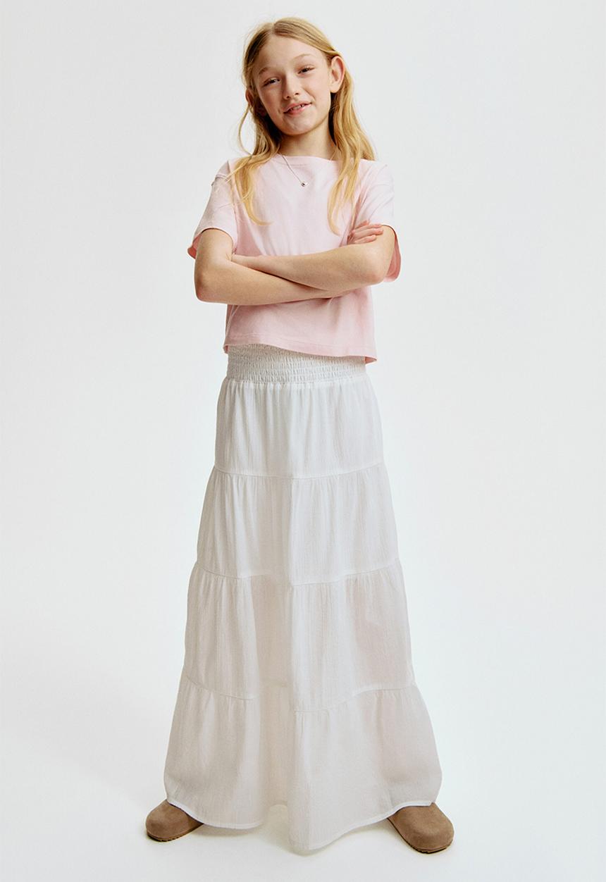 H&M - Tiered skirt - white/floral
