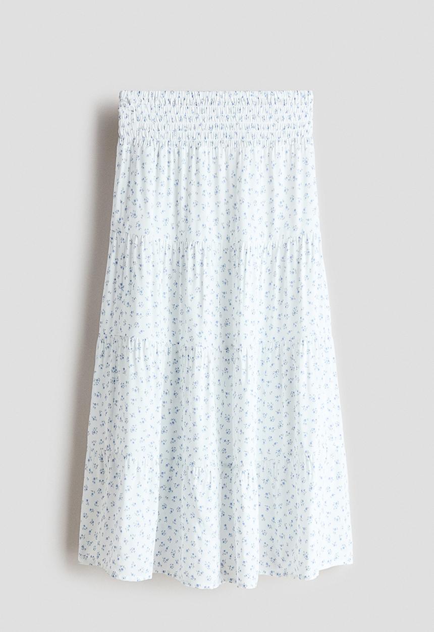 H&M - Tiered skirt - white/floral