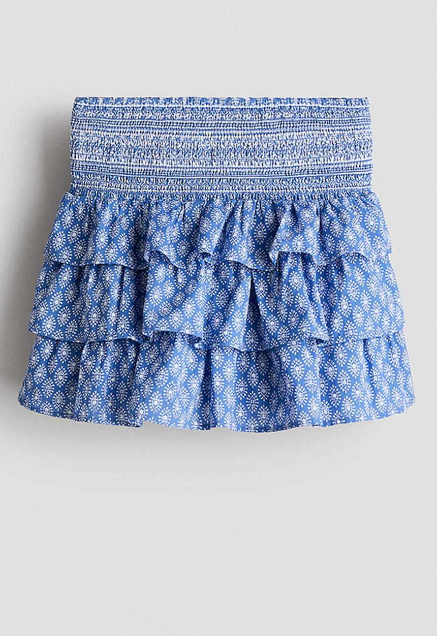 H&M - Tiered cotton skirt - blue/patterned