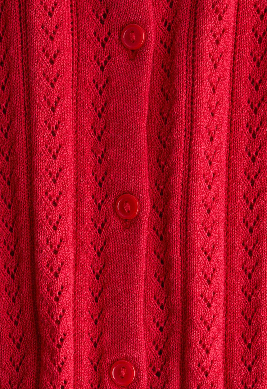 H&M - Pointelle-knit cotton cardigan - red