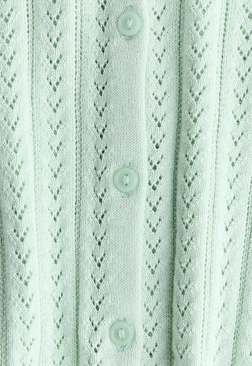 H&M - Pointelle-knit cotton cardigan - mint green