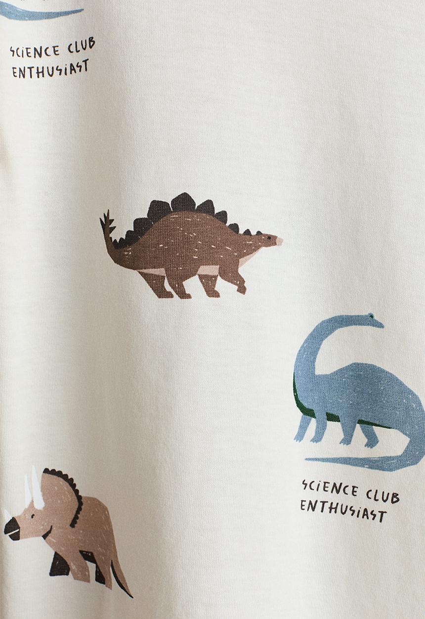 H&M - Printed cotton t-shirt - cream/dinosaurs