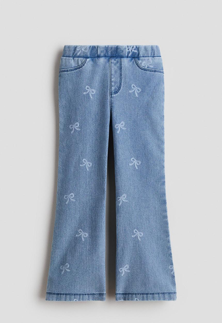 H&M - Denim-look flared jeggings - light denim blue/bows