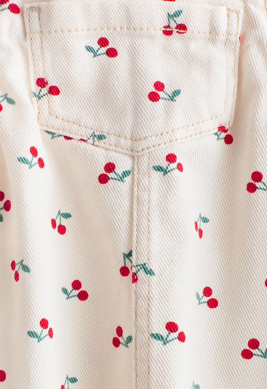 H&M - 2-piece dungaree dress and top set - light beige/cherries