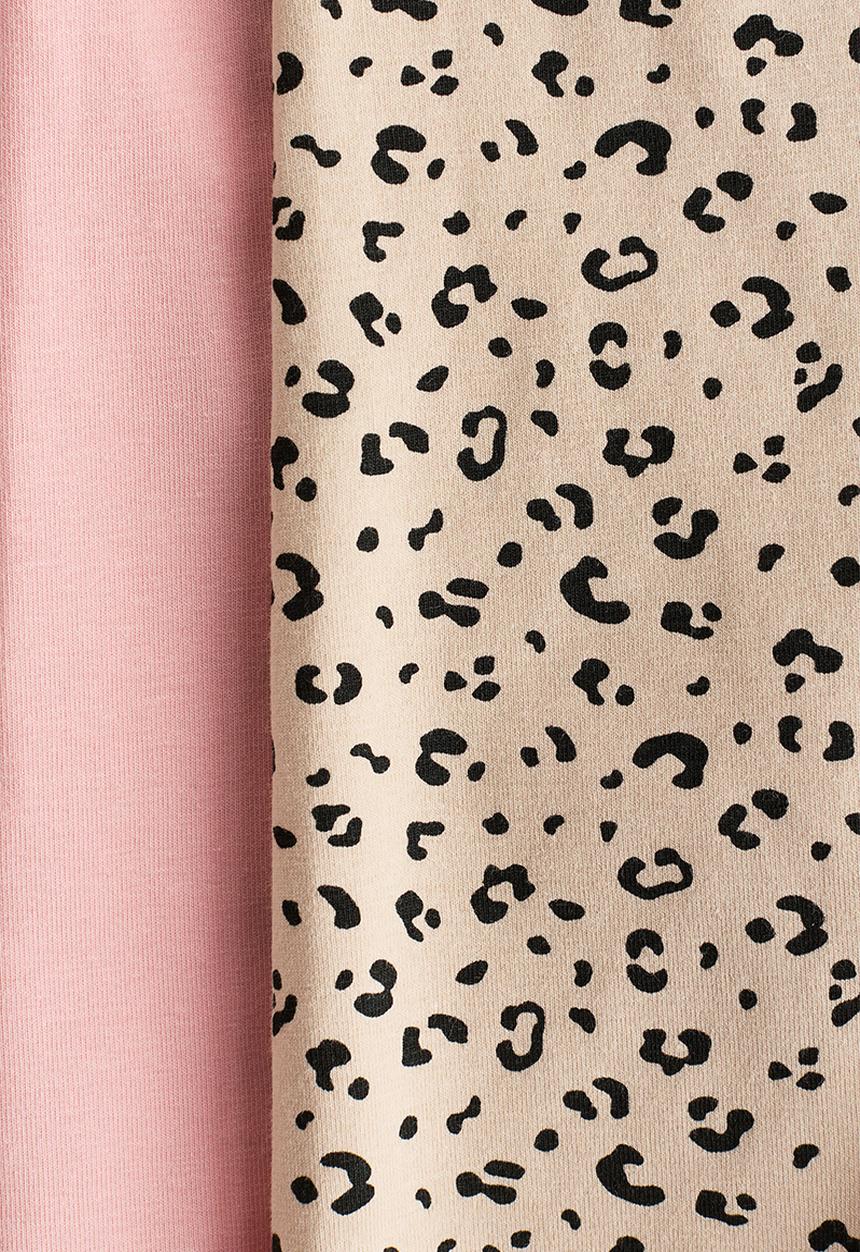 H&M - 2-pack cotton cycling shorts - light beige/leopard print