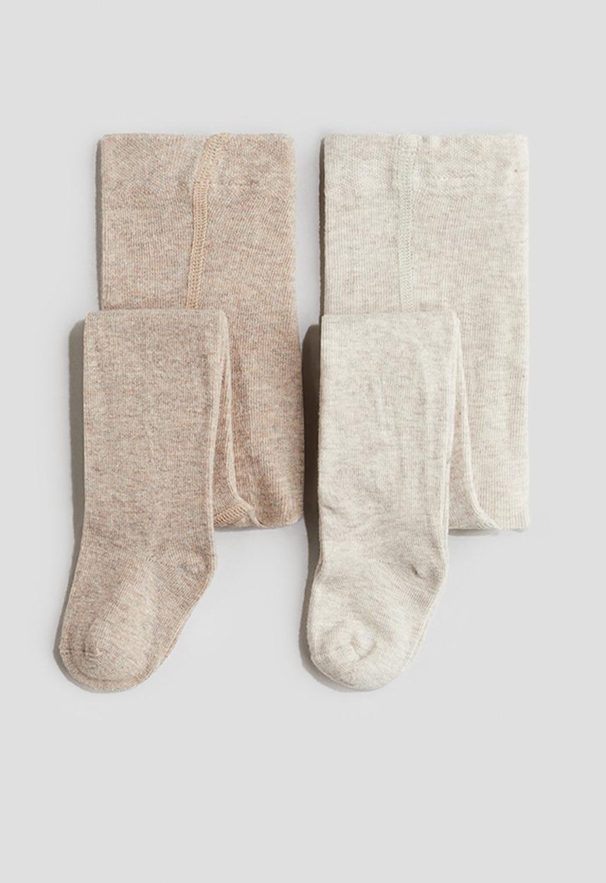 H&M - 2-pack tights - beige/light beige