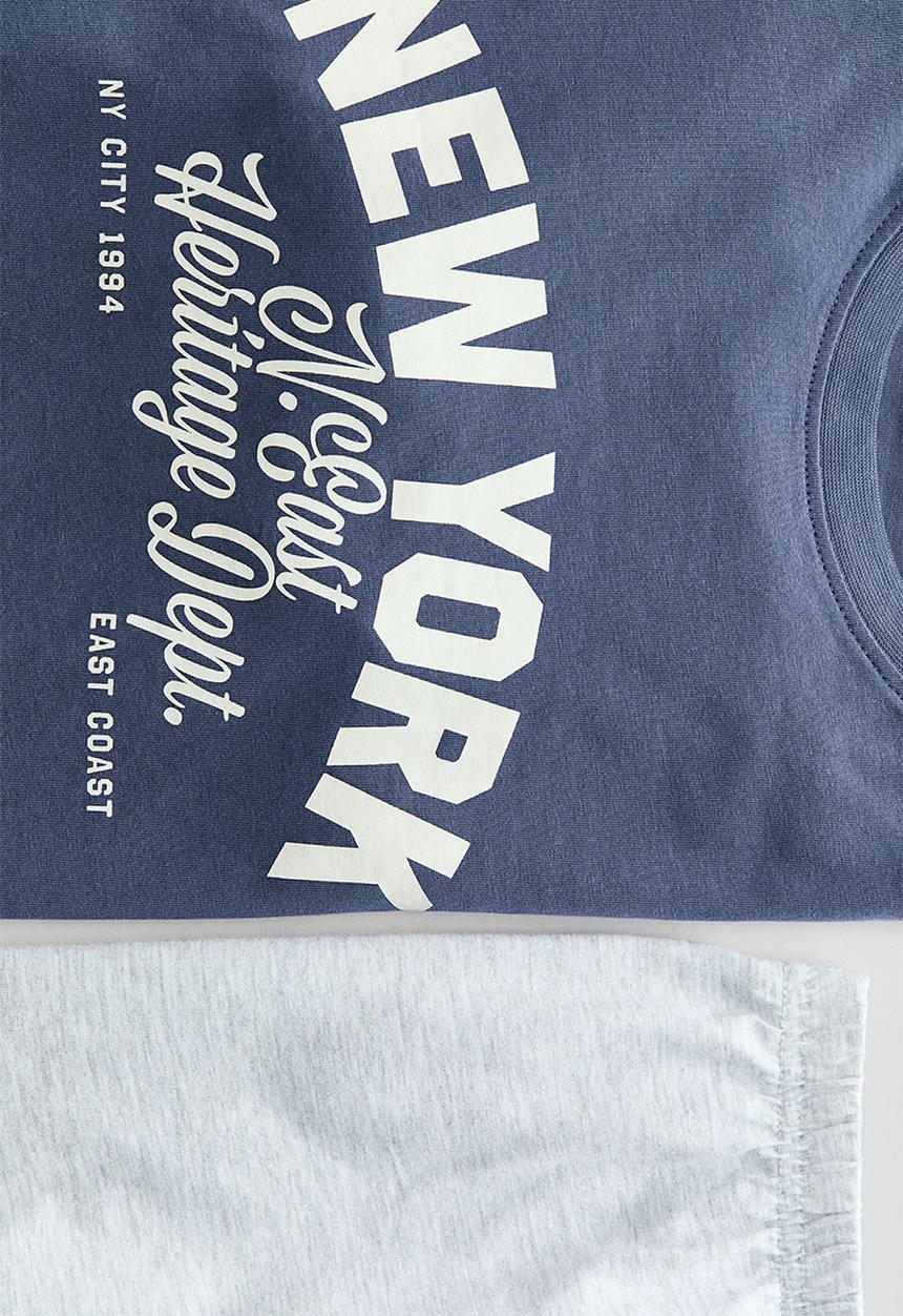 H&M - Cotton jersey pyjamas - dusty blue/new york
