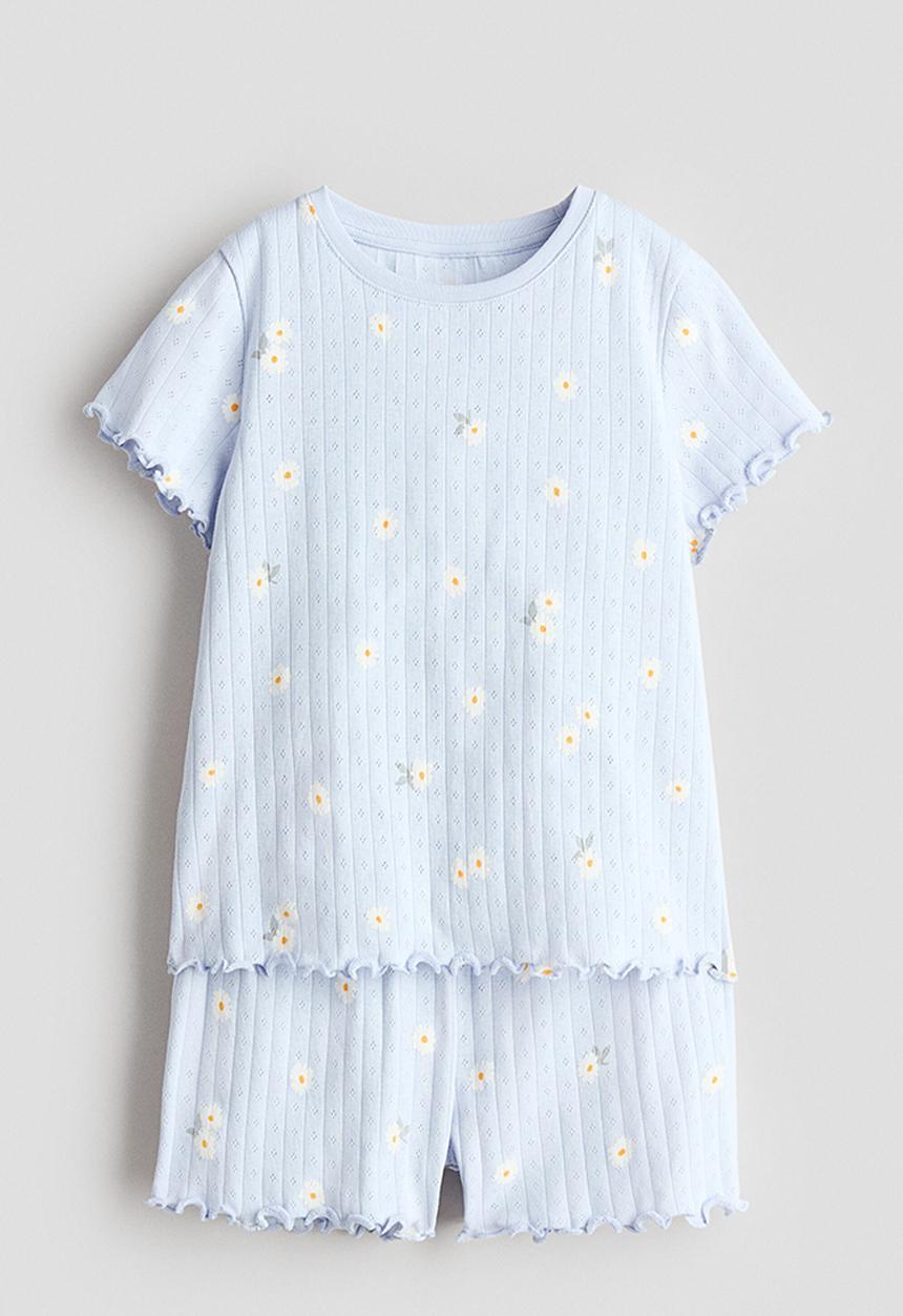 H&M - Printed pyjamas - light blue/daisies