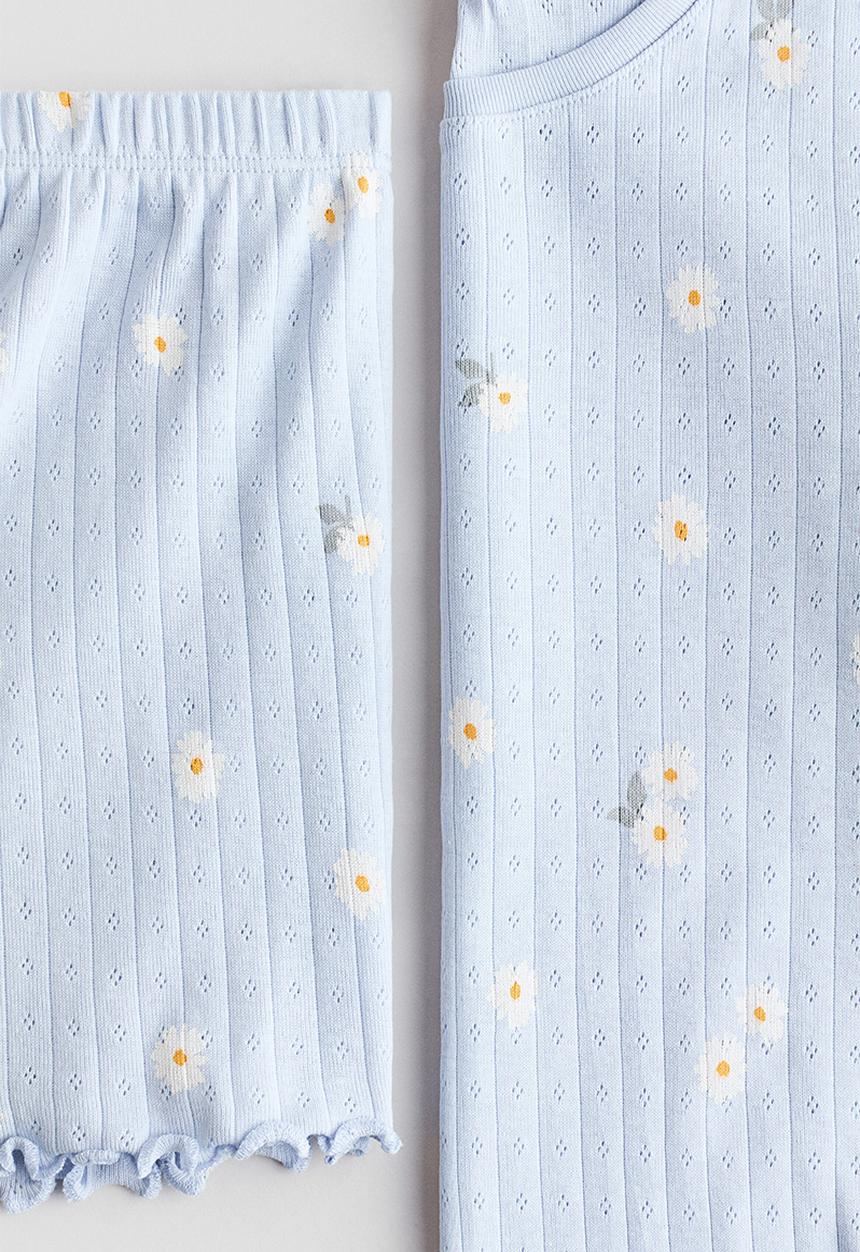 H&M - Printed pyjamas - light blue/daisies