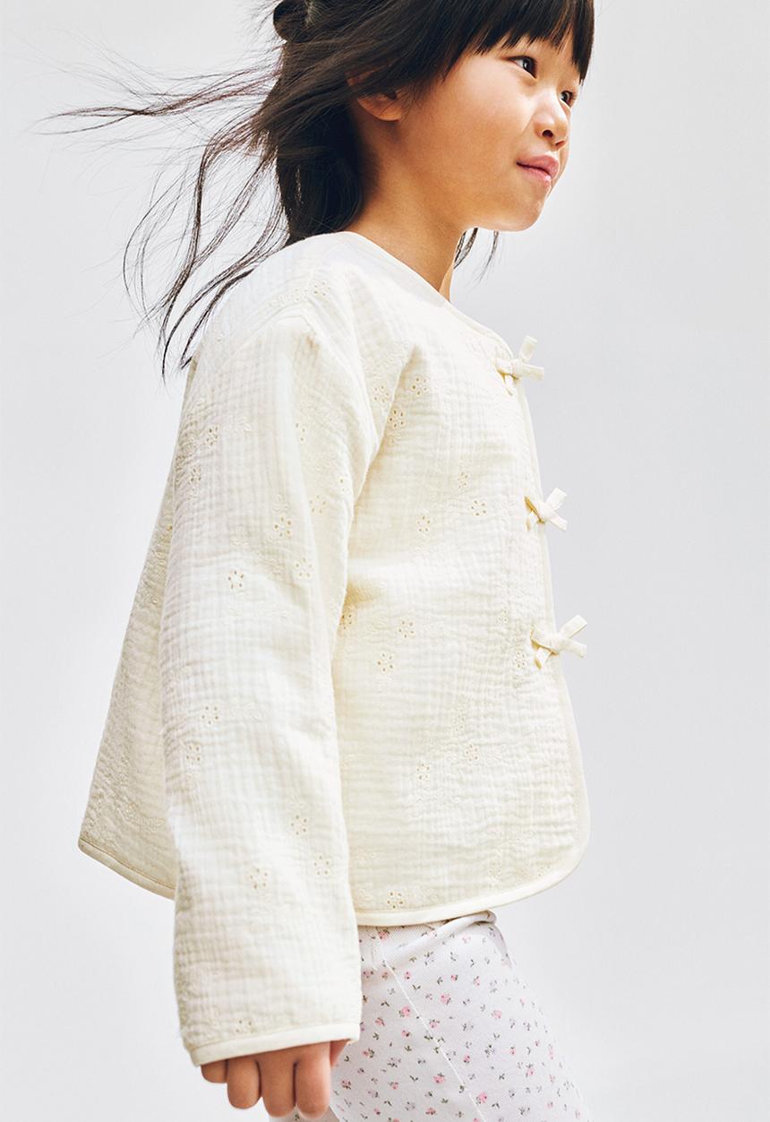 H&M - Bow-detail muslin jacket - cream