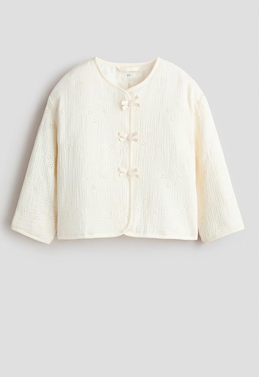 H&M - Bow-detail muslin jacket - cream