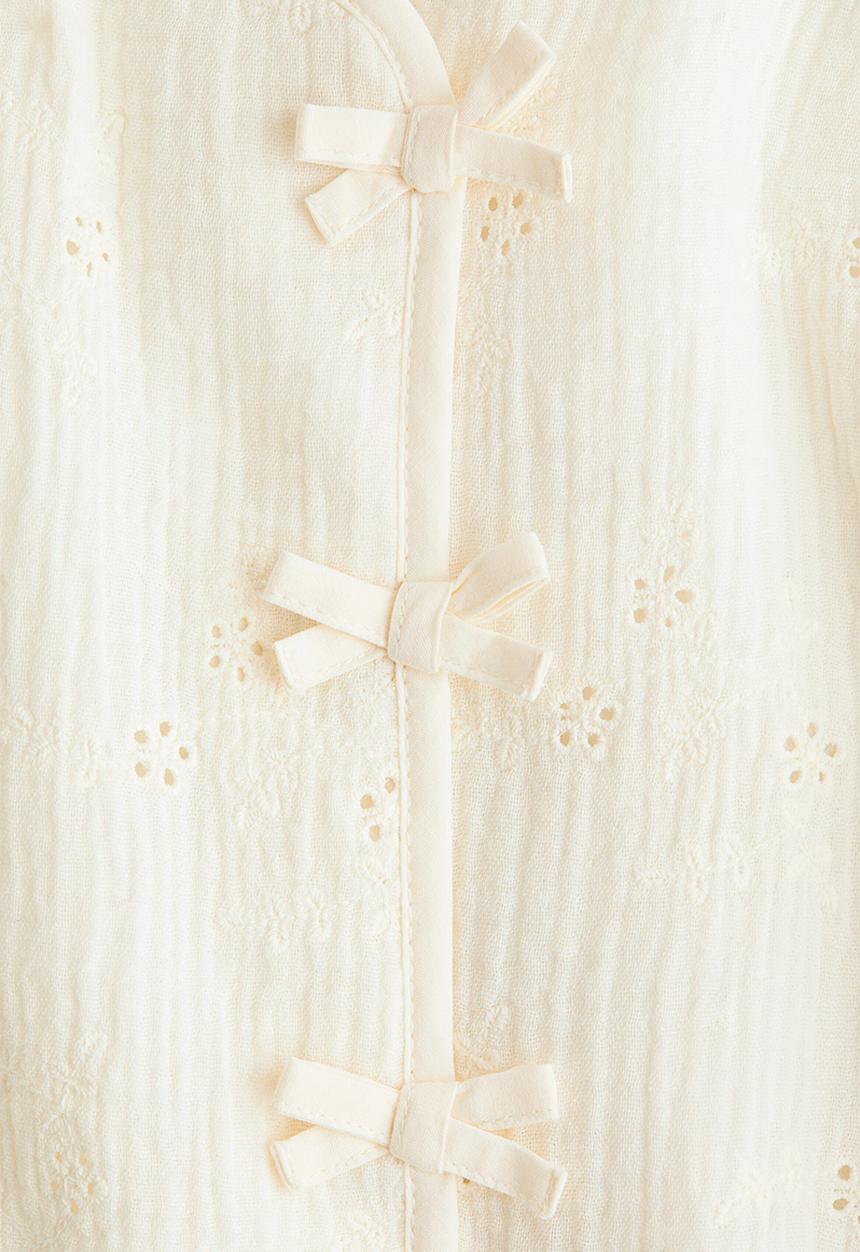 H&M - Bow-detail muslin jacket - cream