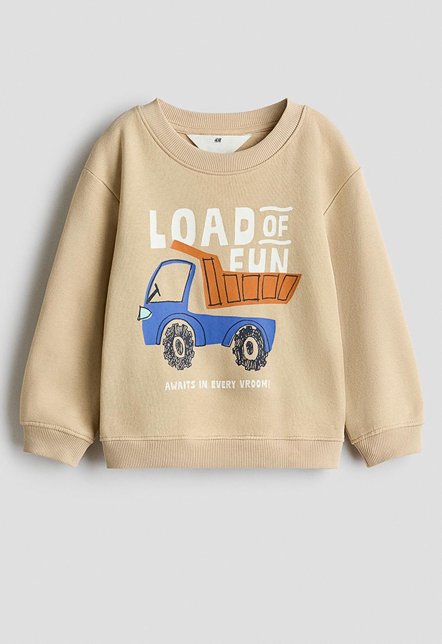 H&M - Printed sweatshirt - beige/tipper truck