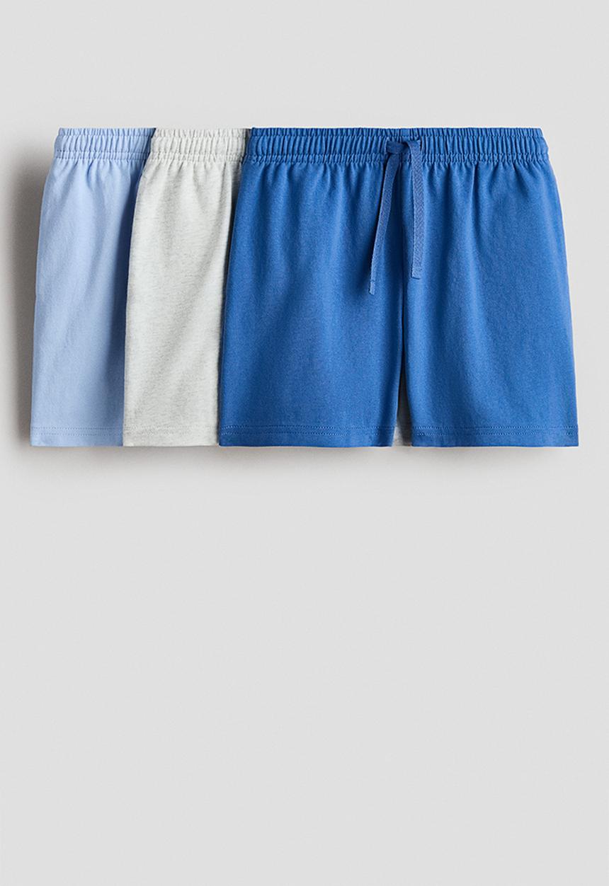 H&M - 3-pack cotton jersey shorts - blue/light blue