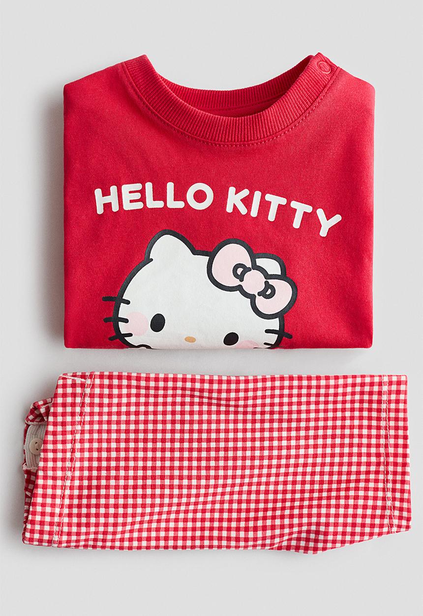 H&M - 2-piece printed cotton set - red/hello kitty