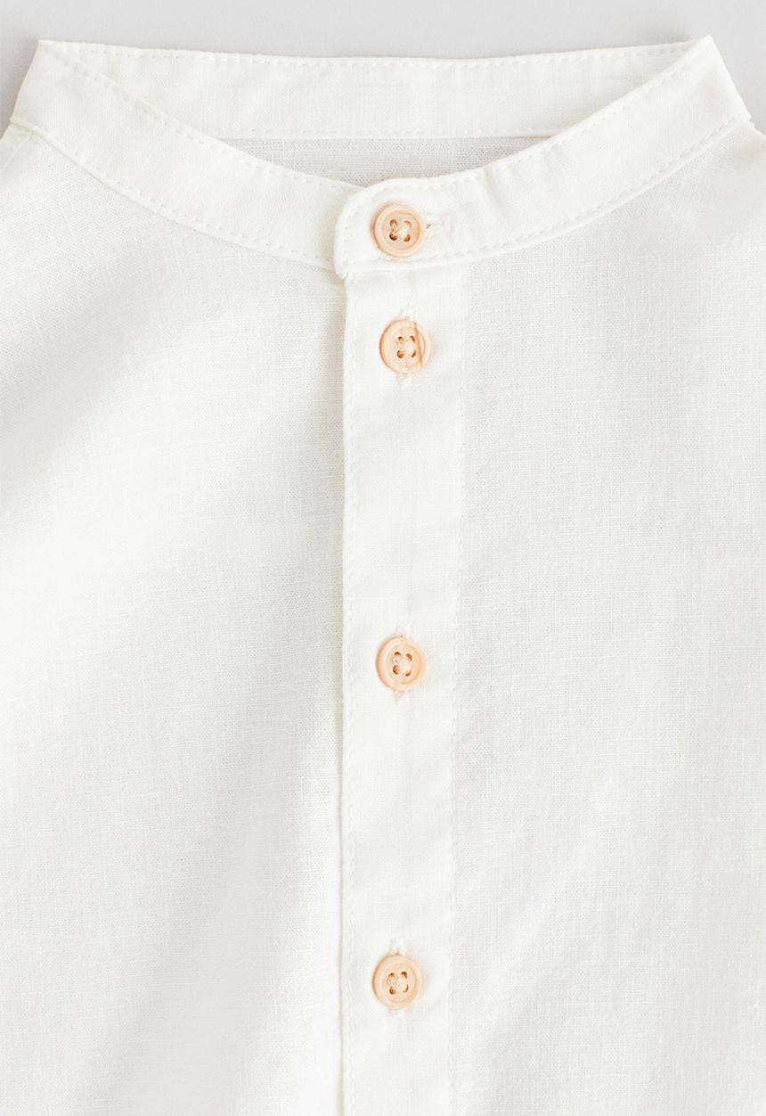H&M - Linen-blend grandad shirt - white
