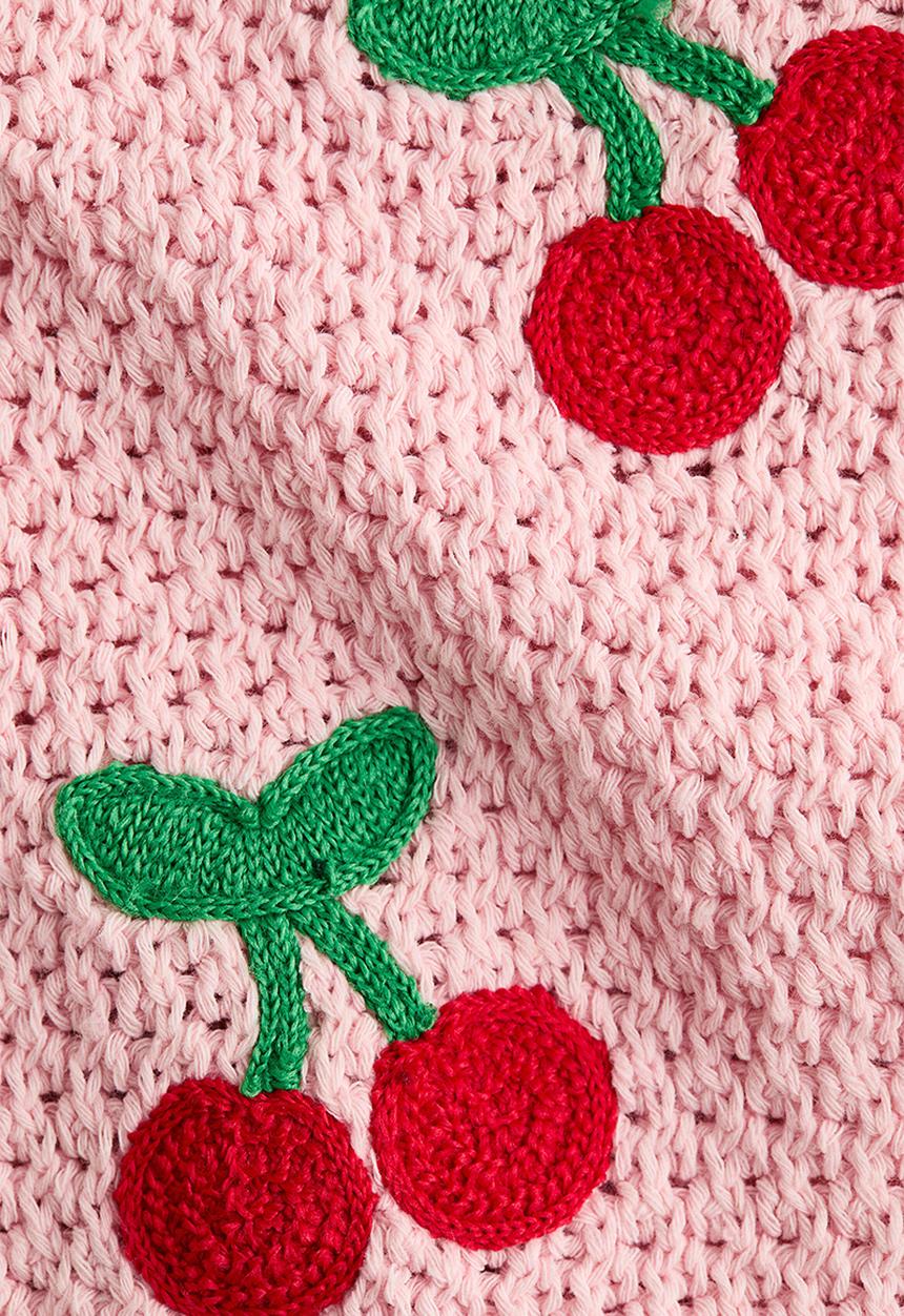 H&M - Hole-knit jumper - light pink/cherries