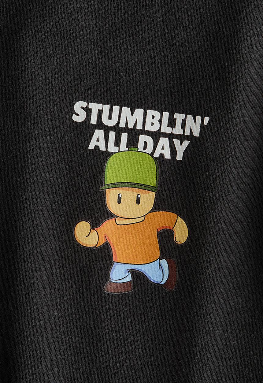 H&M - Printed cotton t-shirt - black/stumble guys