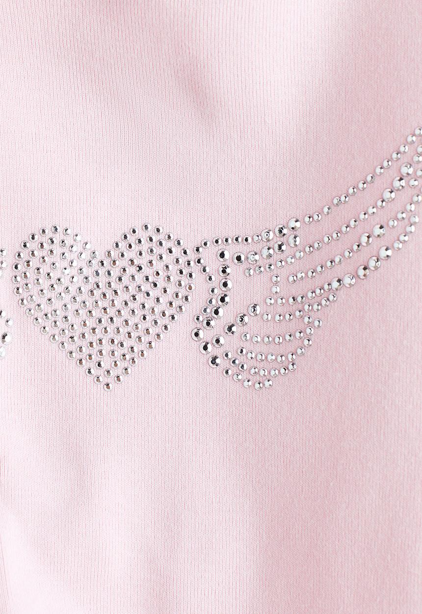 H&M - Embellished-motif t-shirt - light pink/heart