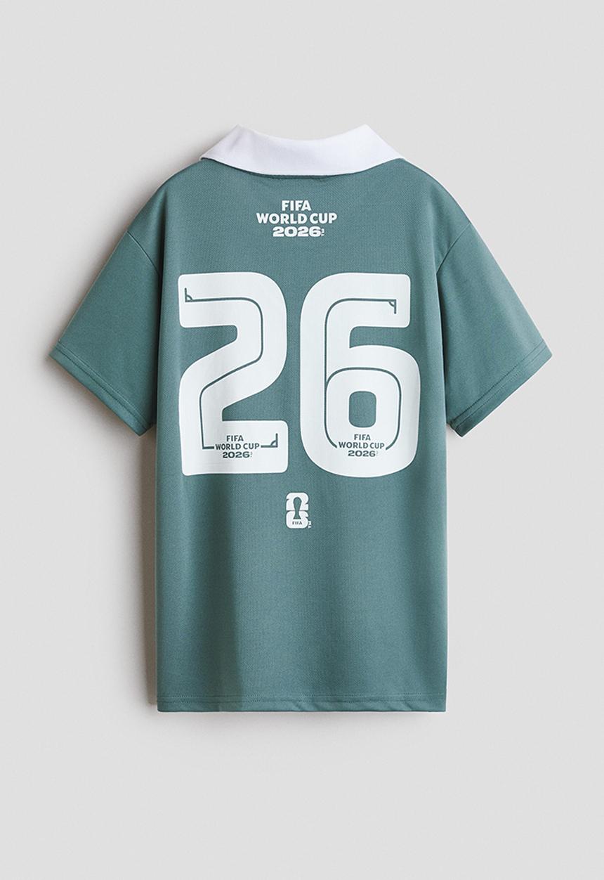 H&M - Print-motif collared football shirt - turquoise/fifa world cup 2026™