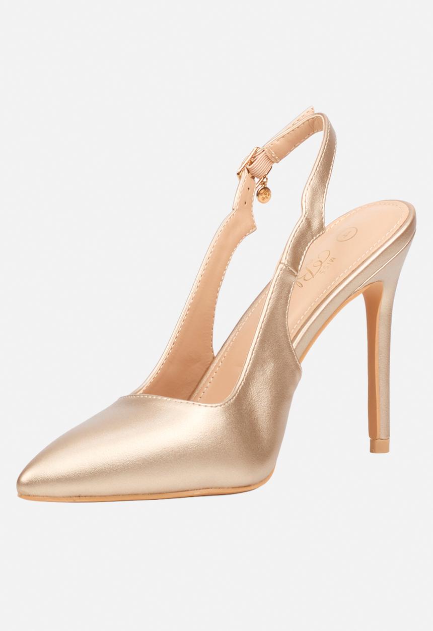 Miss Black - Lola 85 scallop slingback heel - champagne