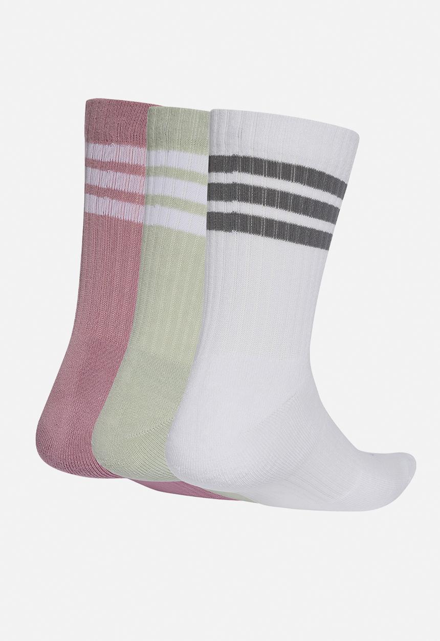 adidas Performance - 3-Stripe ESS C Crew  3-Pack - magic mauve/white/halo green/grey four