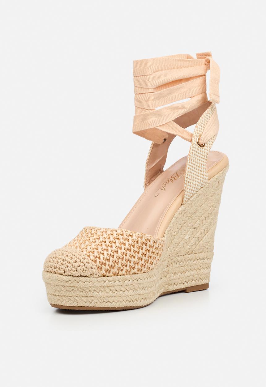 Miss Black - Moniker  raffia platform wedge - natural