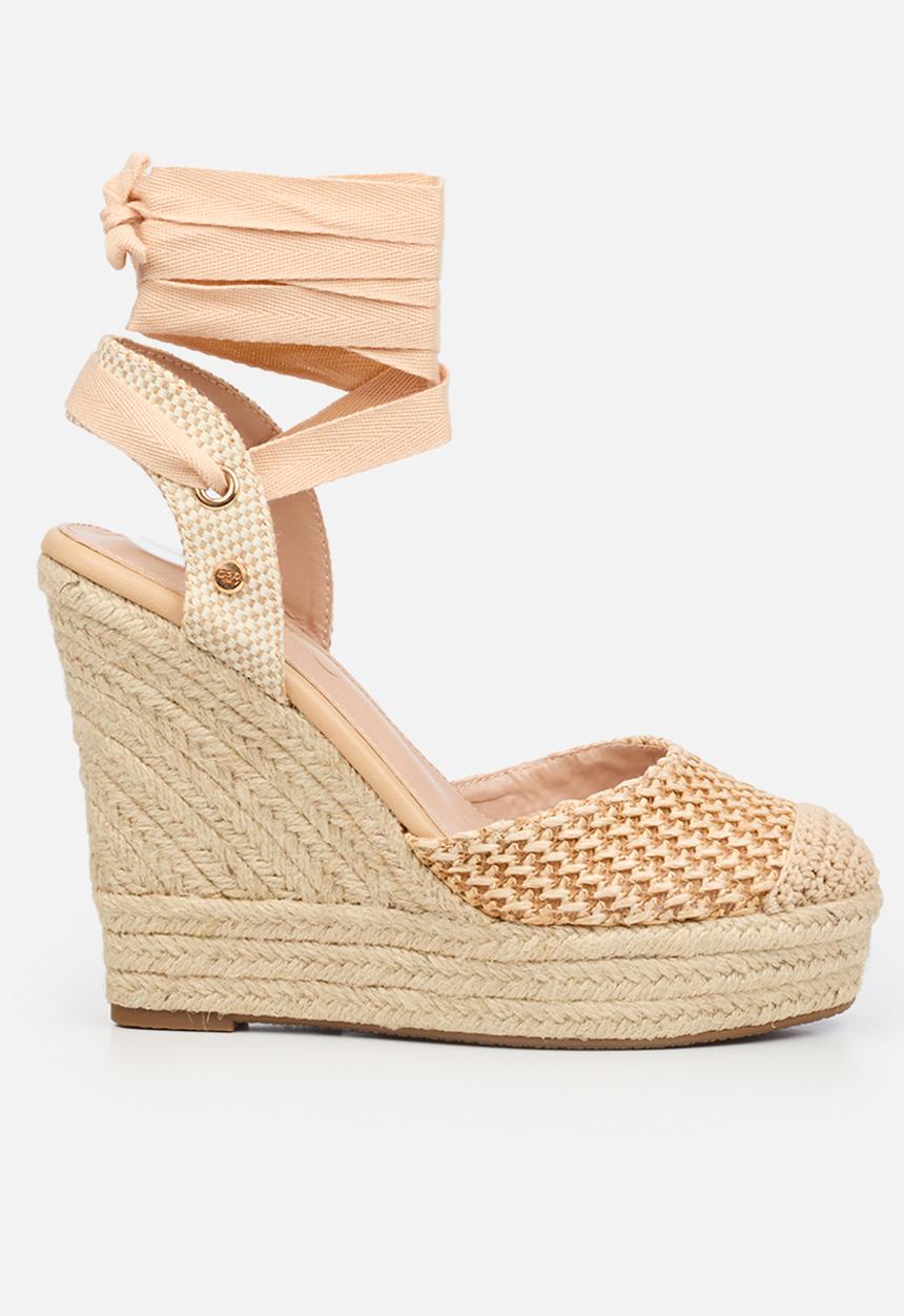 Miss Black - Moniker  raffia platform wedge - natural