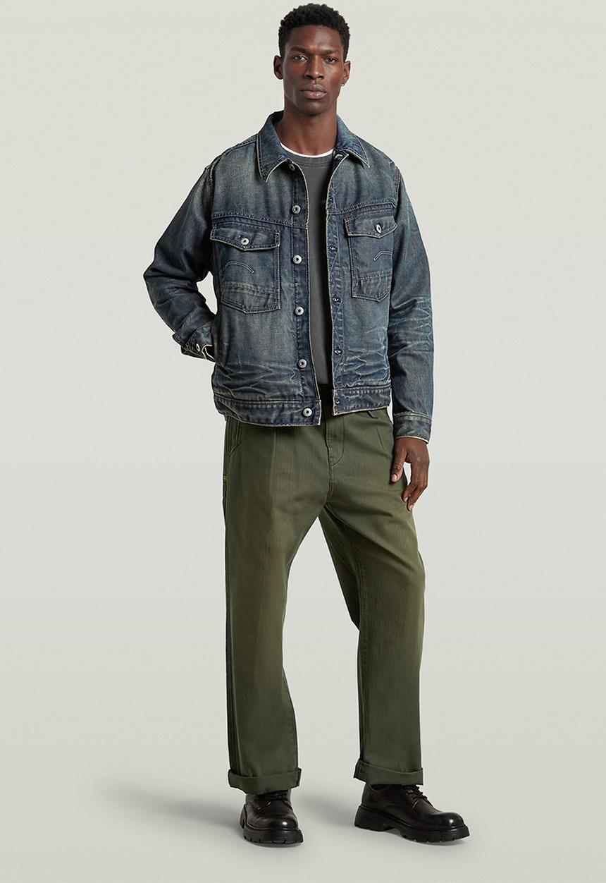 G-STAR - Boulder Pleated Chino Relaxed Straight - Asfalt