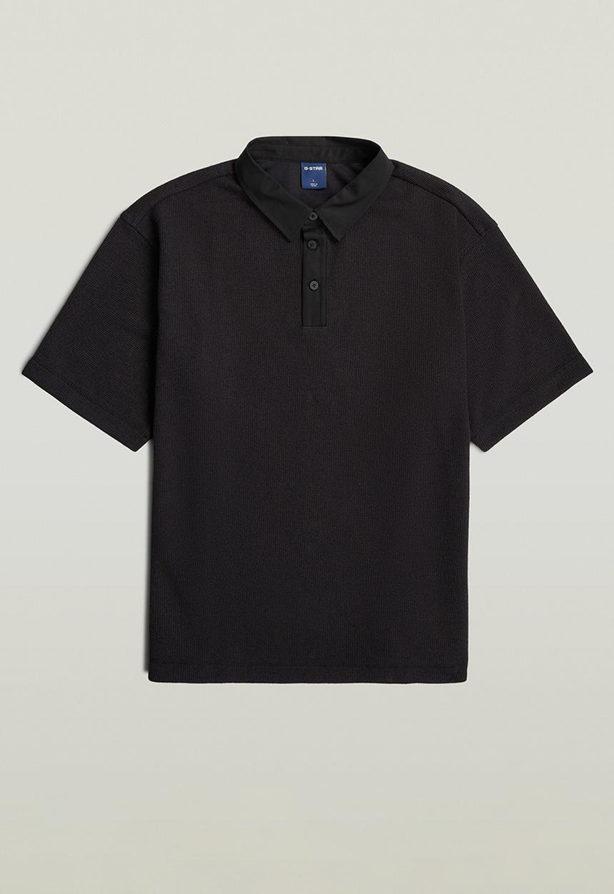 G-STAR - Heavy Waffle Loose Polo S\S - Dk Black