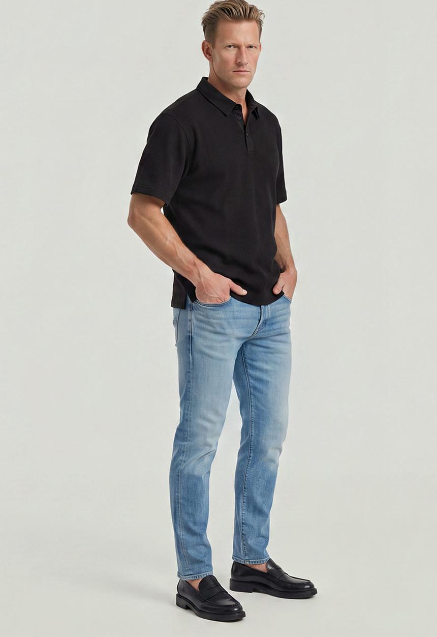 G-STAR - Heavy Waffle Loose Polo S\S - Dk Black