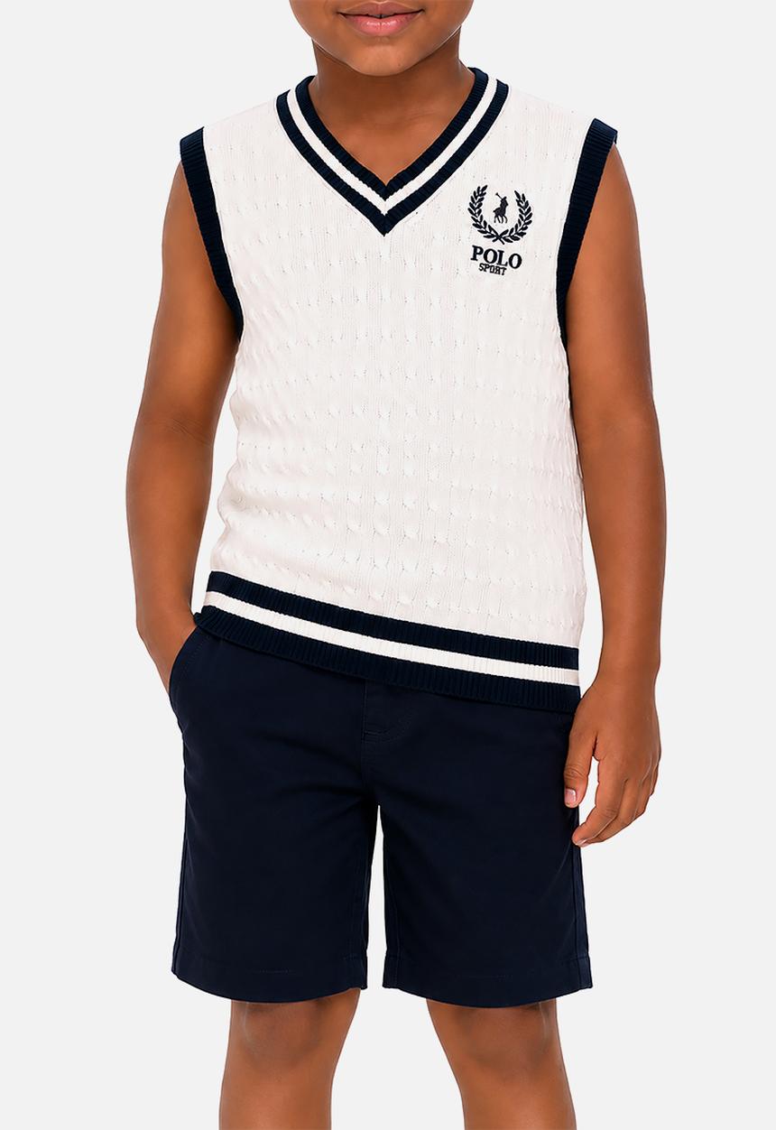 POLO - Boys Malcom Sport Knitted Vest - White