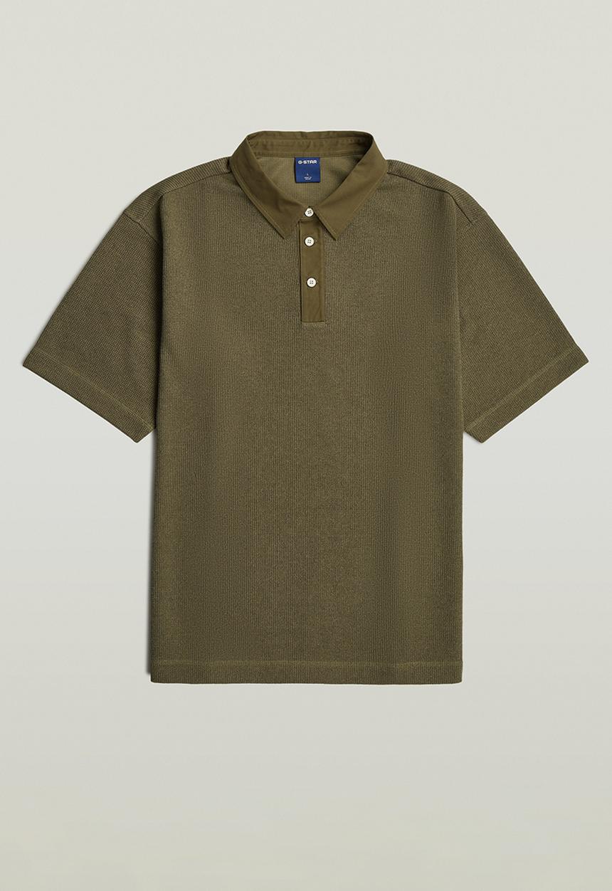 G-STAR - Heavy Waffle Loose Polo S\S - Dark Khaki