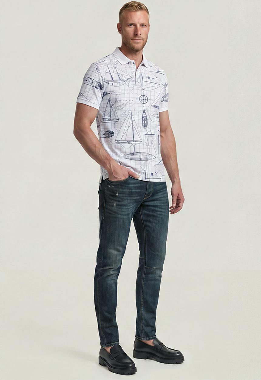 G-STAR - Dunda Slim Aop Polo - White