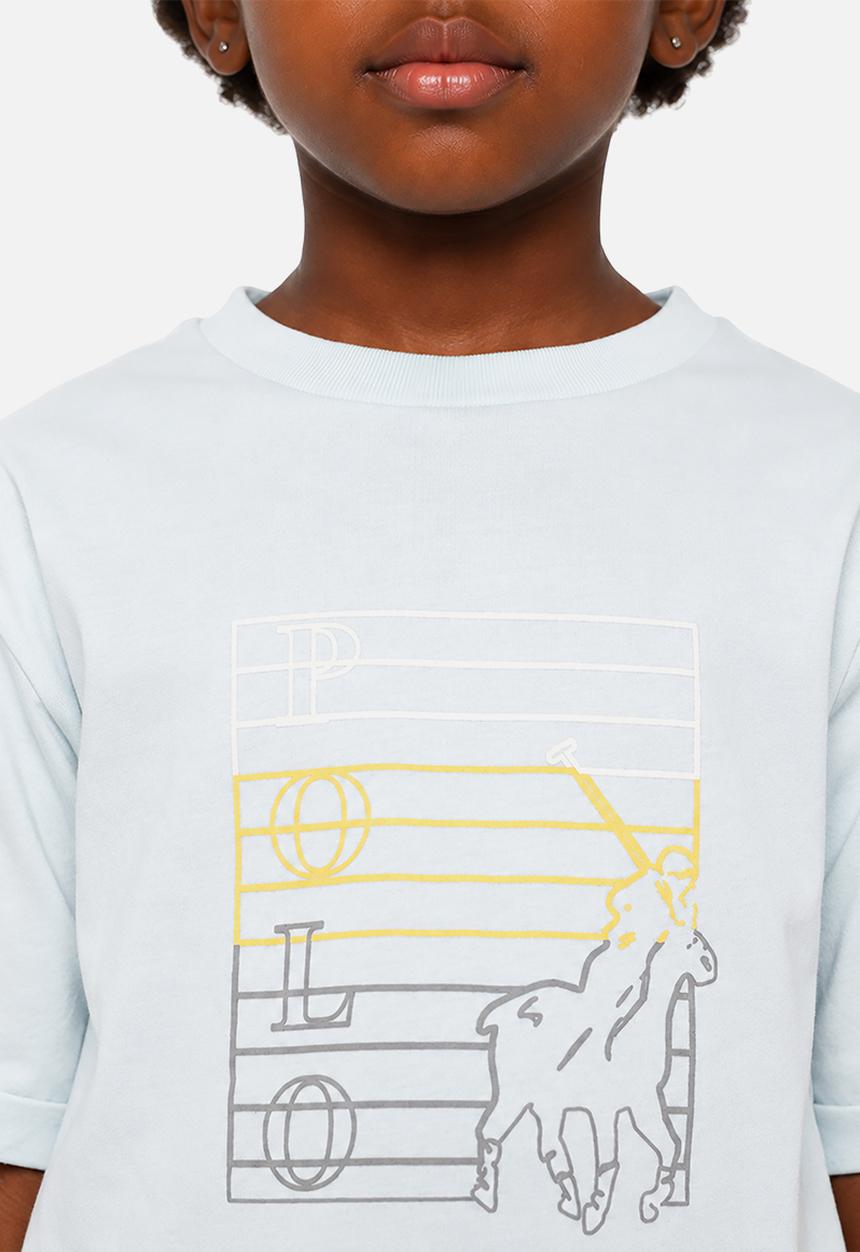 POLO - Girls Isabella Printed Blouson Short Sleeve Tee - Ice Blue