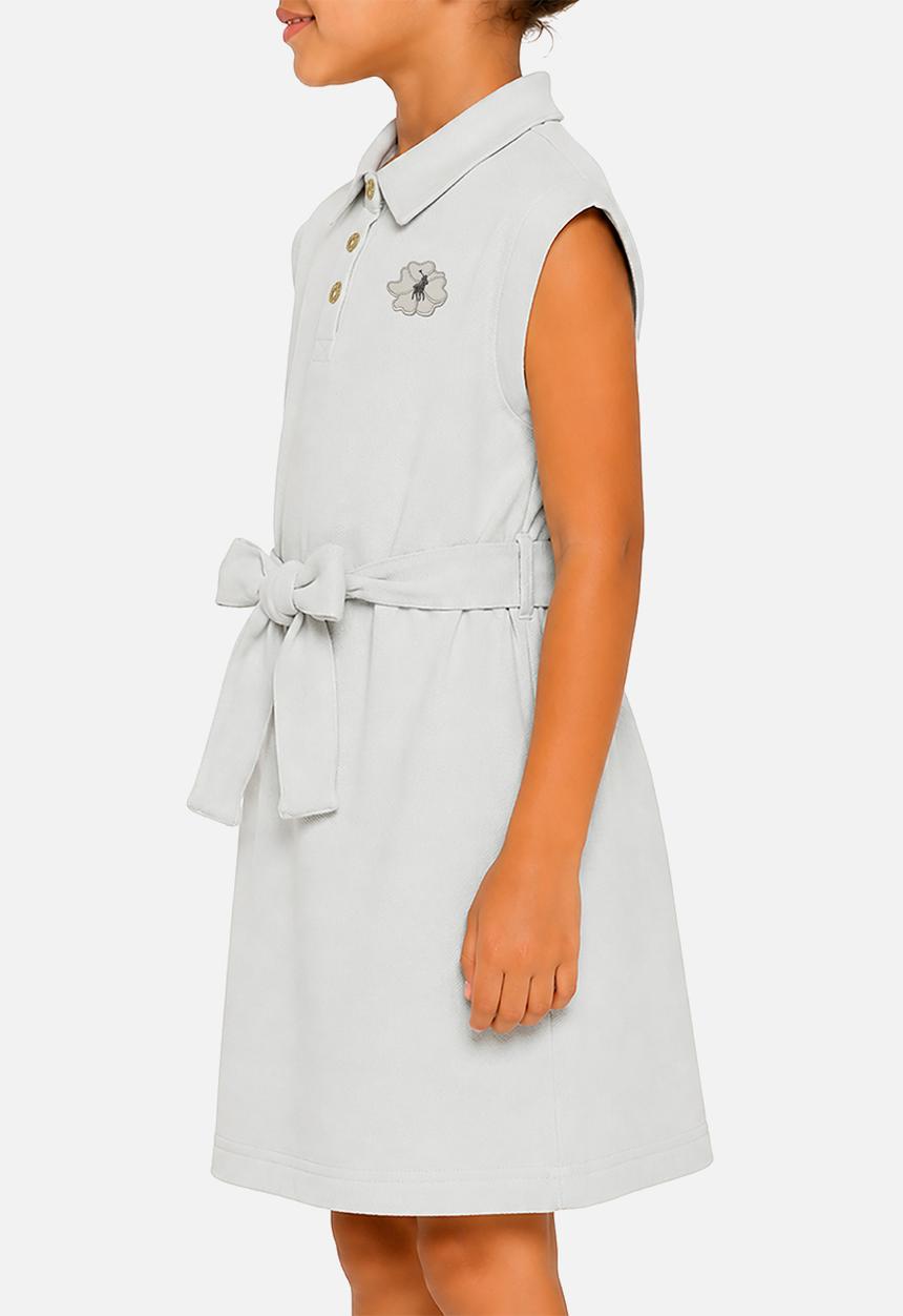 POLO - Girls Daniela Applique Short Sleeve Dress - Blue Grey
