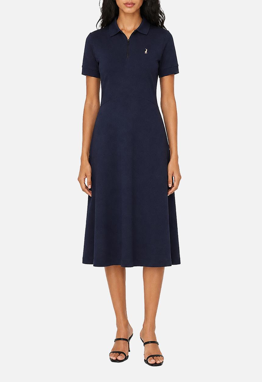 POLO - Wmn Emily Short Sleeve Fit & Flare Golfer Dress - Carbon