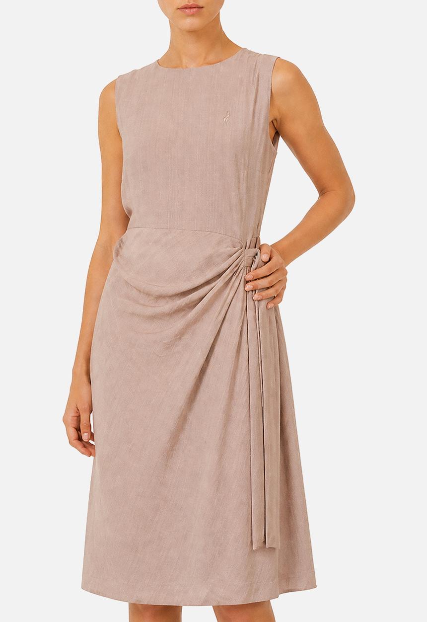 POLO - Wmn Zinhle Sleeveless Mock Wrap Dress - Mushroom