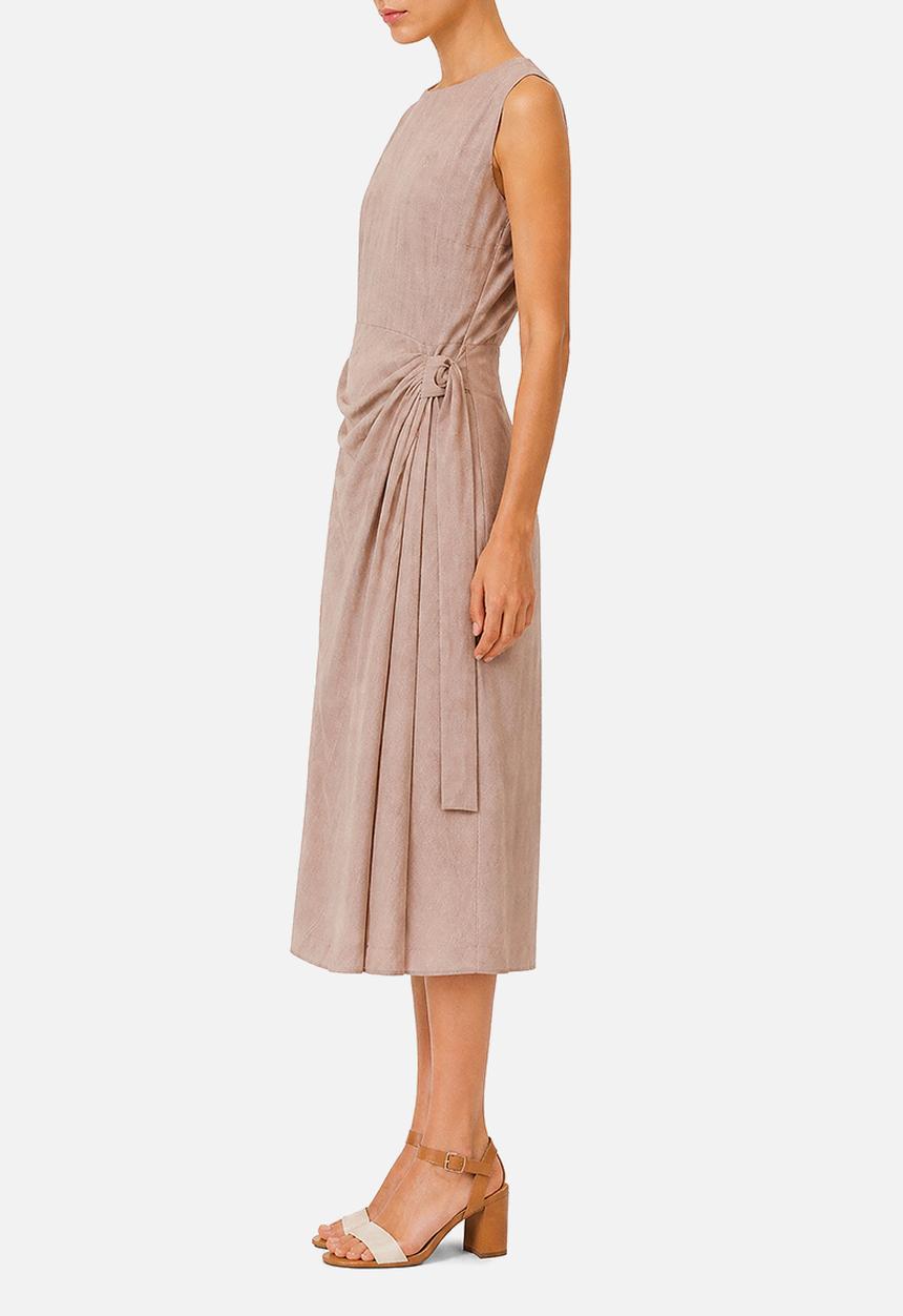 POLO - Wmn Zinhle Sleeveless Mock Wrap Dress - Mushroom