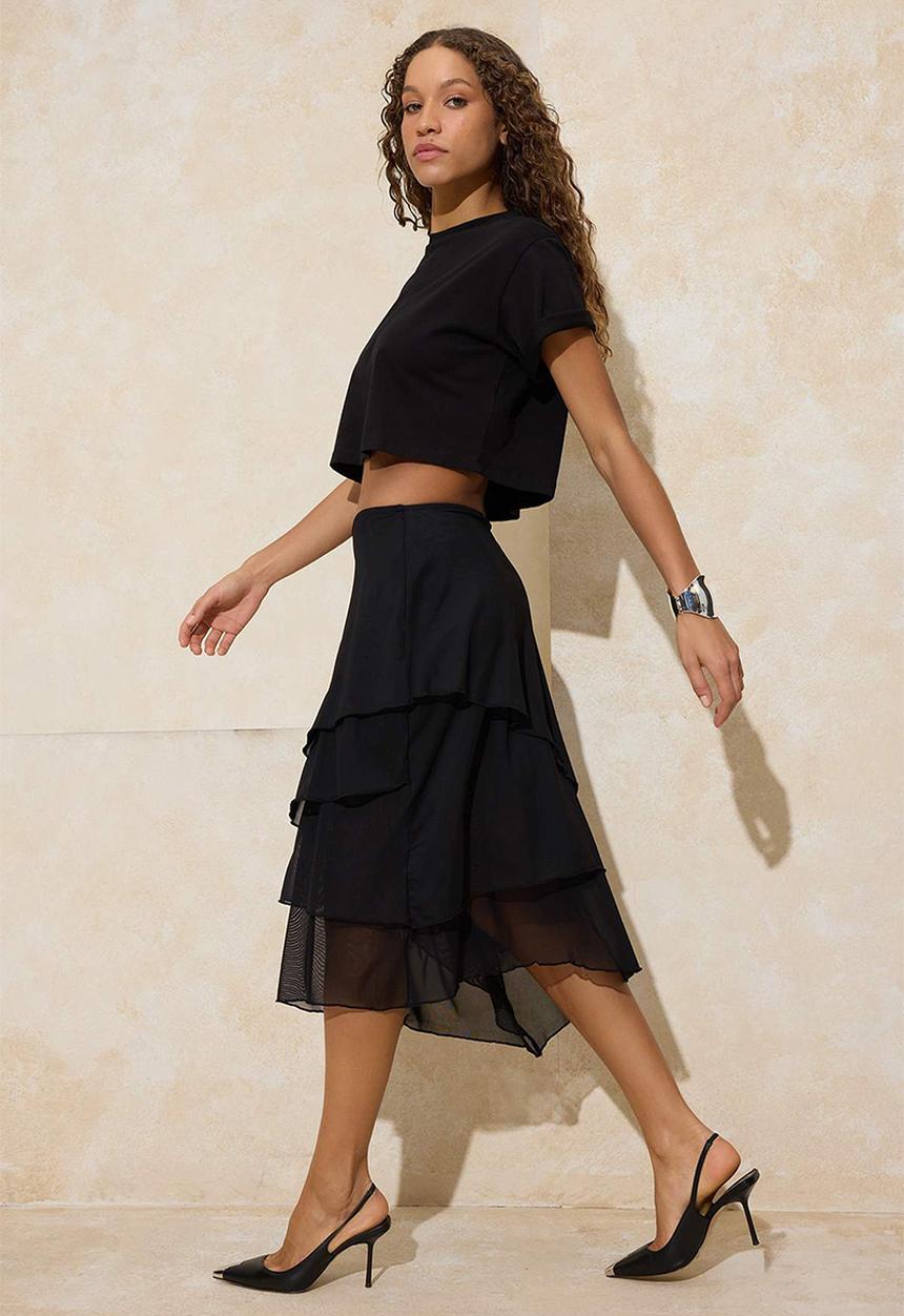 Trendyol - Midi Skirt - Black