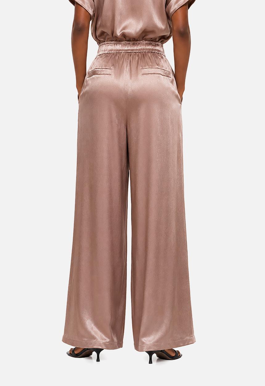 POLO - Wmn Gia Elasticated Wide Leg Pants - Mushroom